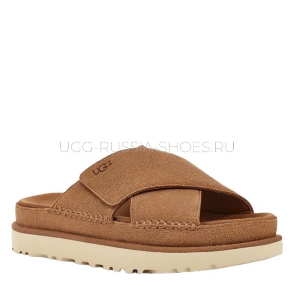 UGG Goldenstar Cross Slide Chestnut